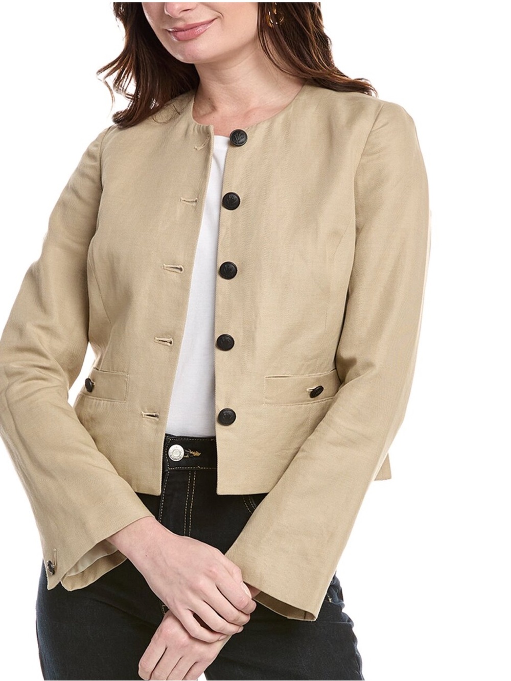 Rag & Bone Women’s Beige Button-Front Collarless Jacket amaya crop jacket